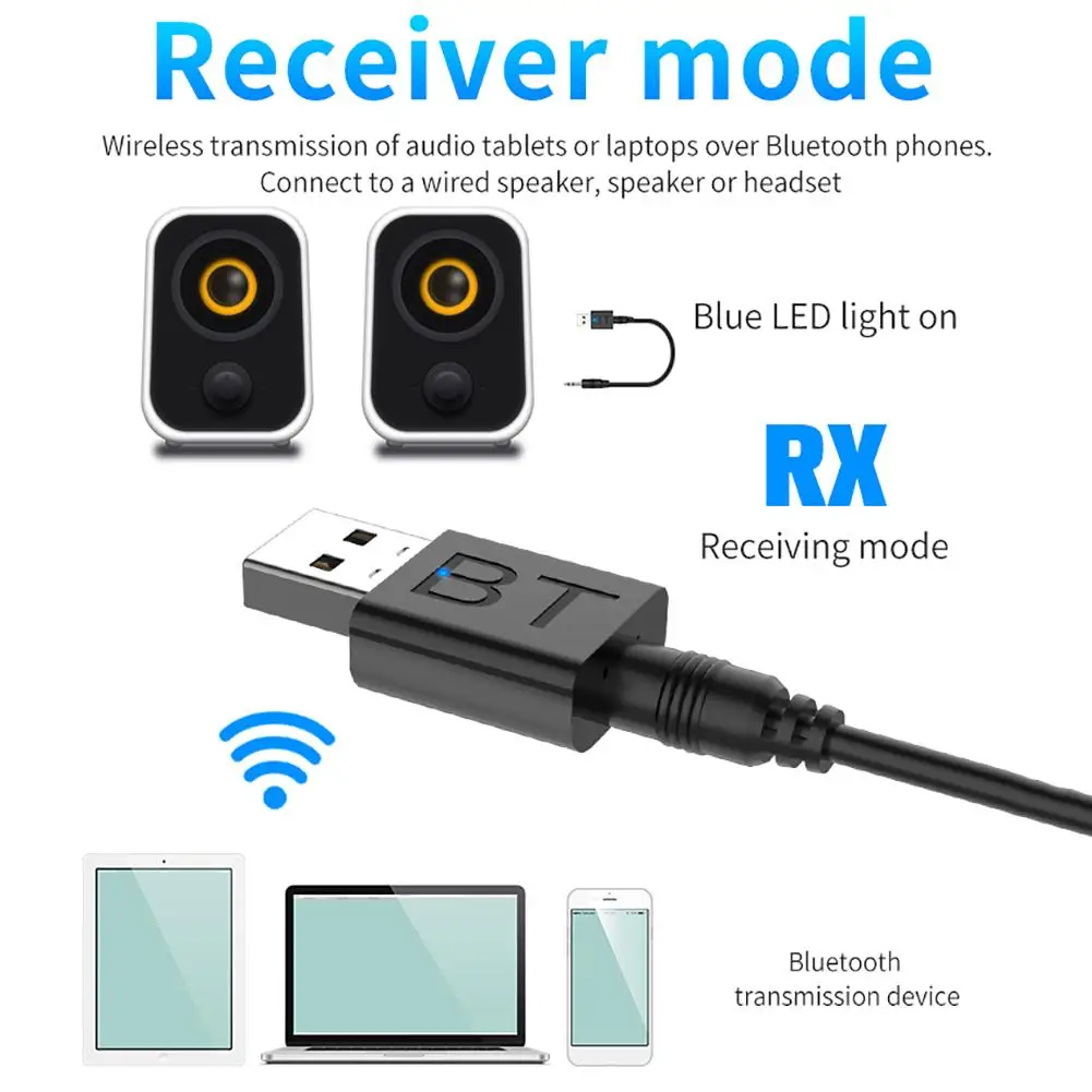 Bluetooth 5,0-тон bluetooth-приемник 2-в-1 Бесплатный полный привод Plug And Play Bluetooth адаптер для портативных ПК клавиатура и мышь для компьютера