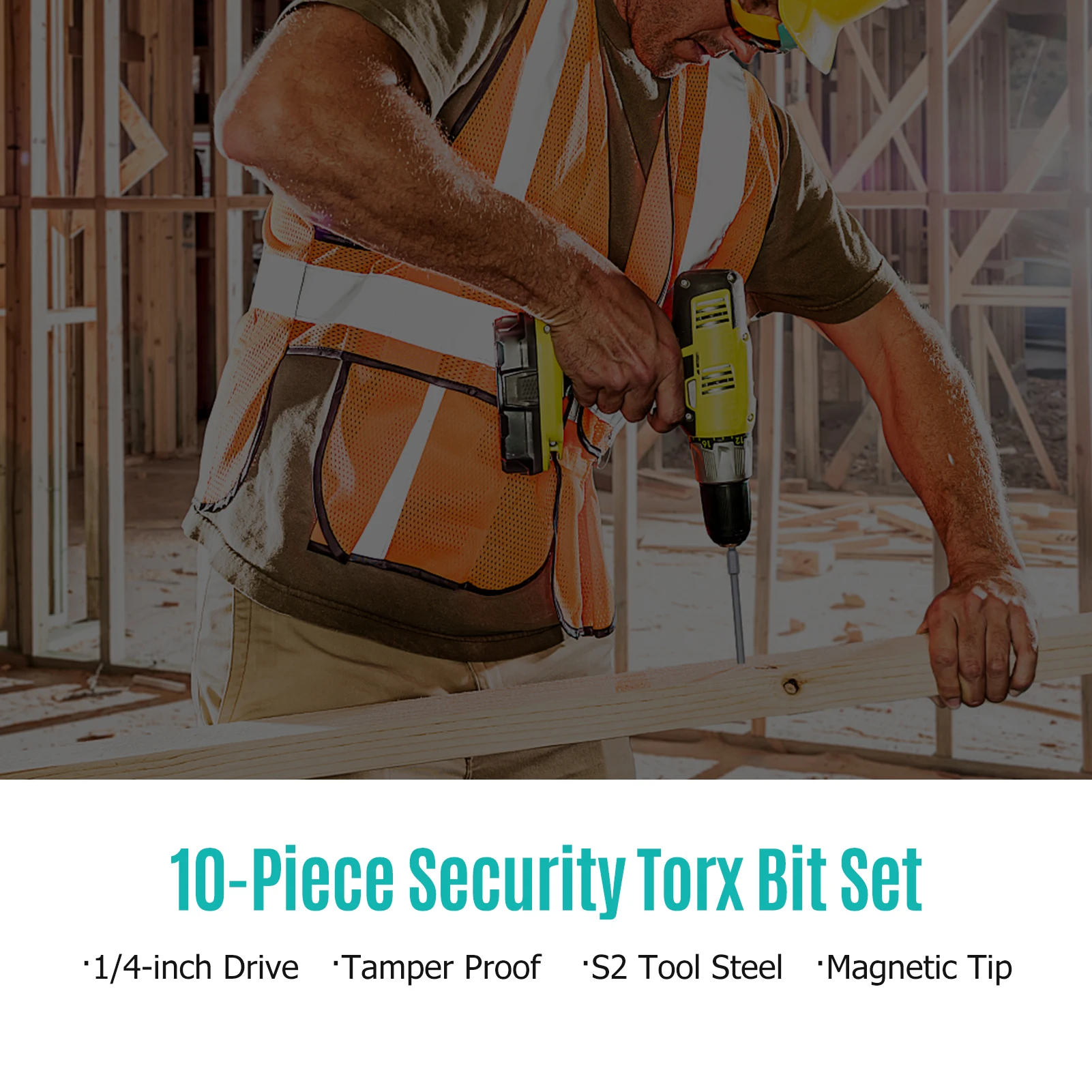 

10-Piece Security Torx Bit Set 1/4-inch Drive Tamper Proof Torx Bit Set 3.93-inch Long S2 Steel Magnetic Screw Driver Bit Set