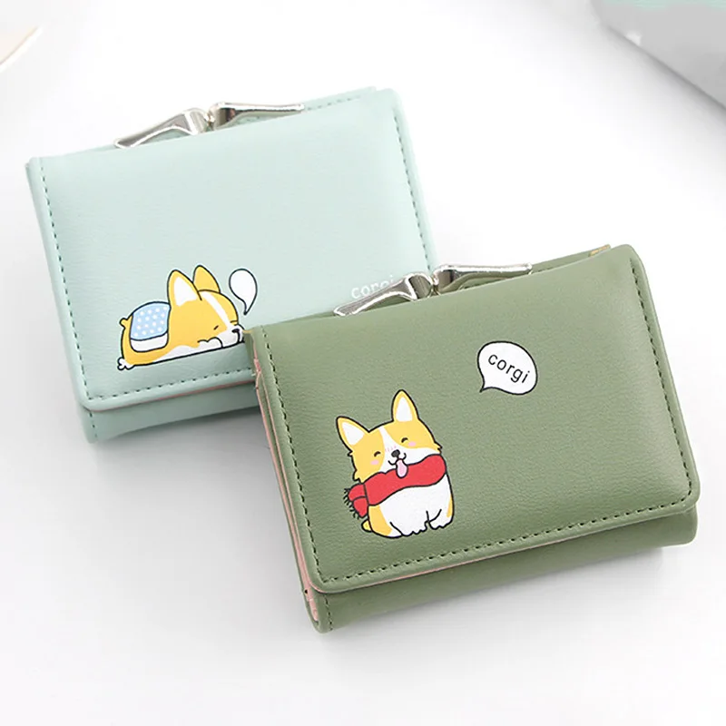 Женские маленькие кошельки Cartera Mujer милые дизайнерские женские Corgi Doge из