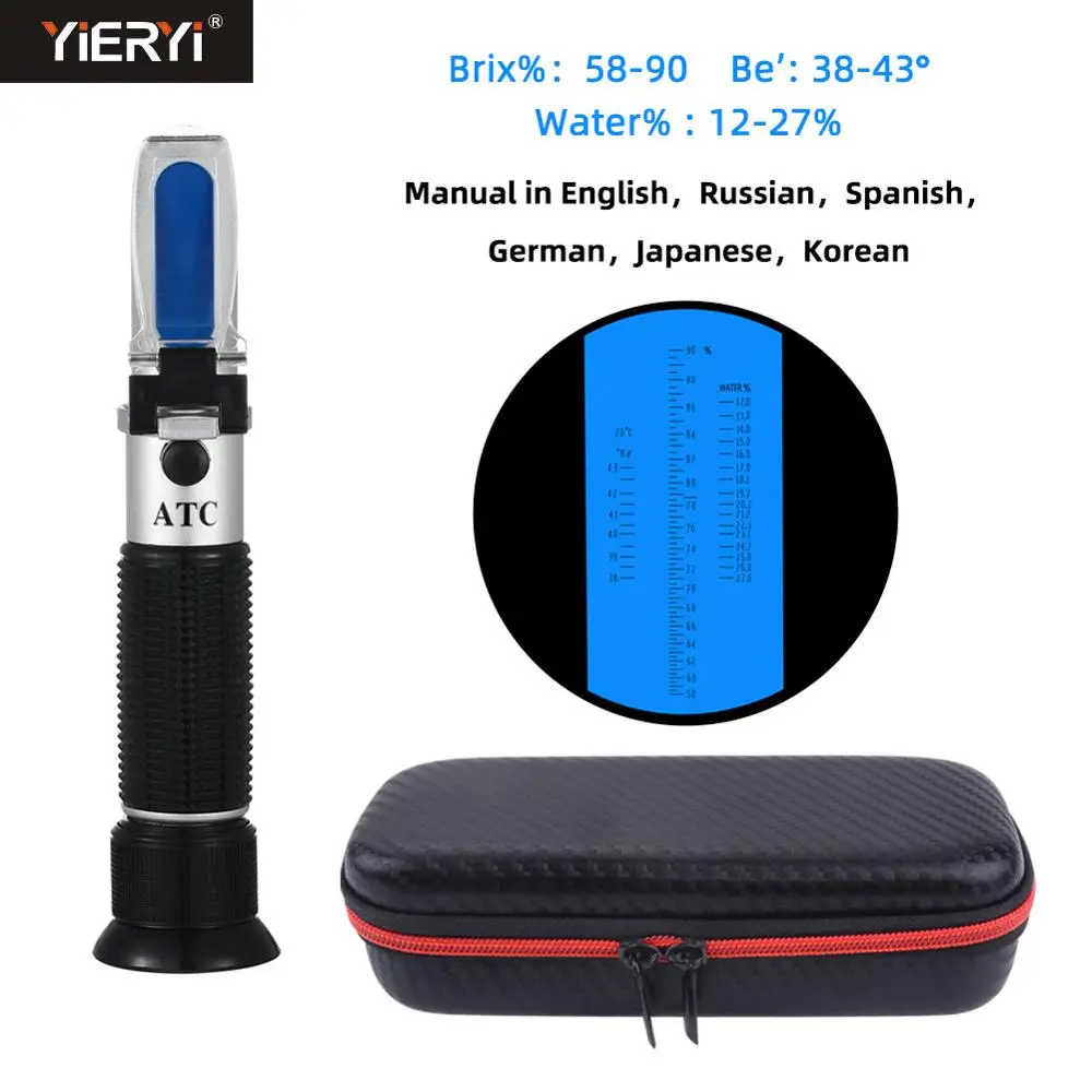 Yieryi Ручной рефрактометр 58 ~ 90% Brix 38 43 Be Боме медовый вино содержание воды (12 27%)