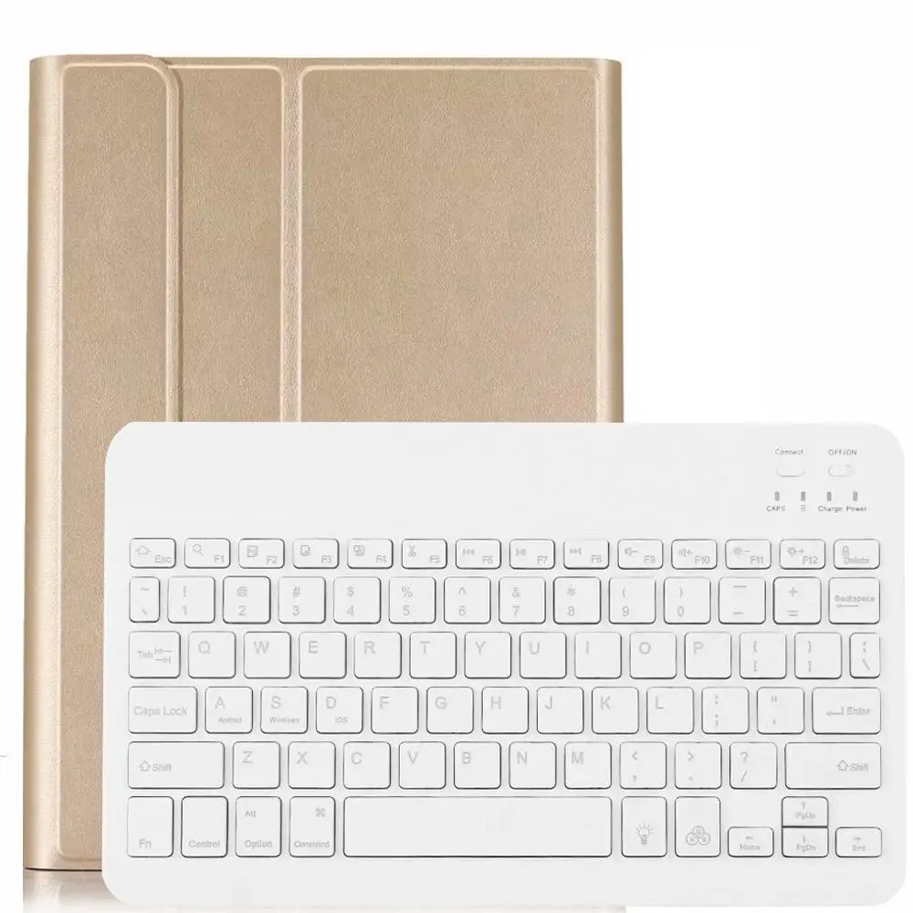 Чехол для samsung Galaxy Tab S6 10,5, чехол для клавиатуры T860 T865, чехол для SM-T860, русская, испанская, английская, Bluetooth клавиатура, чехол - Цвет: Gold with White