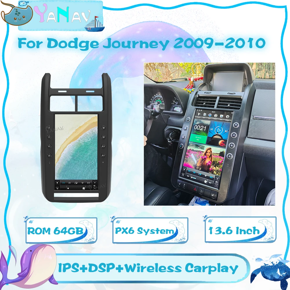 PX6 13.6 Android ünitesi araba radyo Dodge Journey 2009-2010 için Stereo alıcı AHD multimedya Video oynatıcı GPS navigasyon carplay
