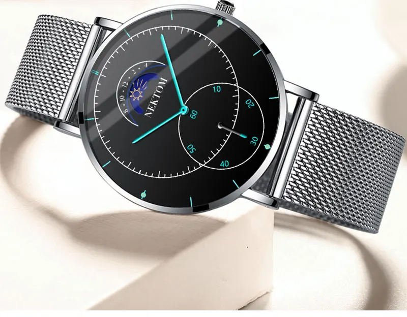 NEKTOM новые часы роскошные часы Reloj Hombre мужские часы водонепроницаемые часы с хронографом светящиеся мужские часы Saat Montre