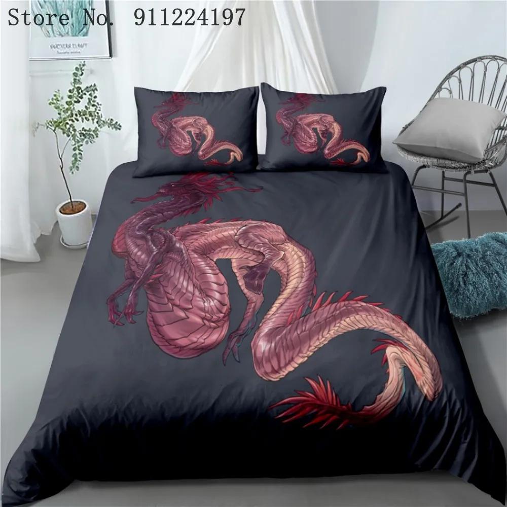 Комплект постельного белья с животными пододеяльник 3D принтом летающего дракона