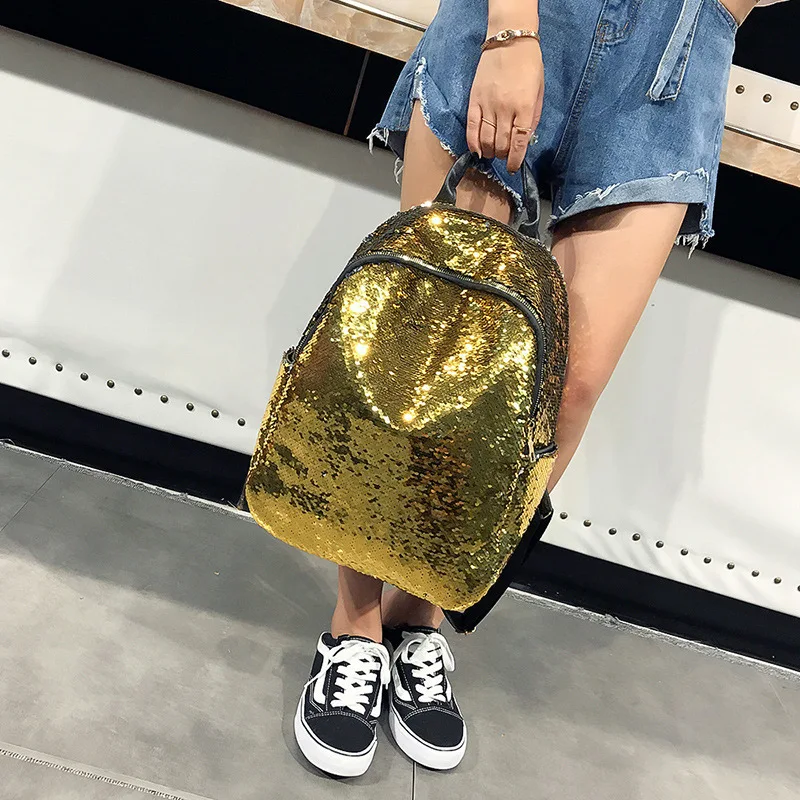 

Luxury Gold Sequined Bag Womne Ladies Sequin Backpack Large Capacity Backpack Bag Travel Shoulder Bag Student School Bag