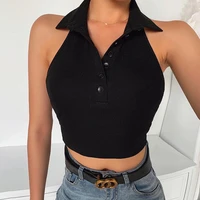 europe and america in the summer of 2020 ins new solid color lapel fashion sexy navel backless vest jacket wearing women tops