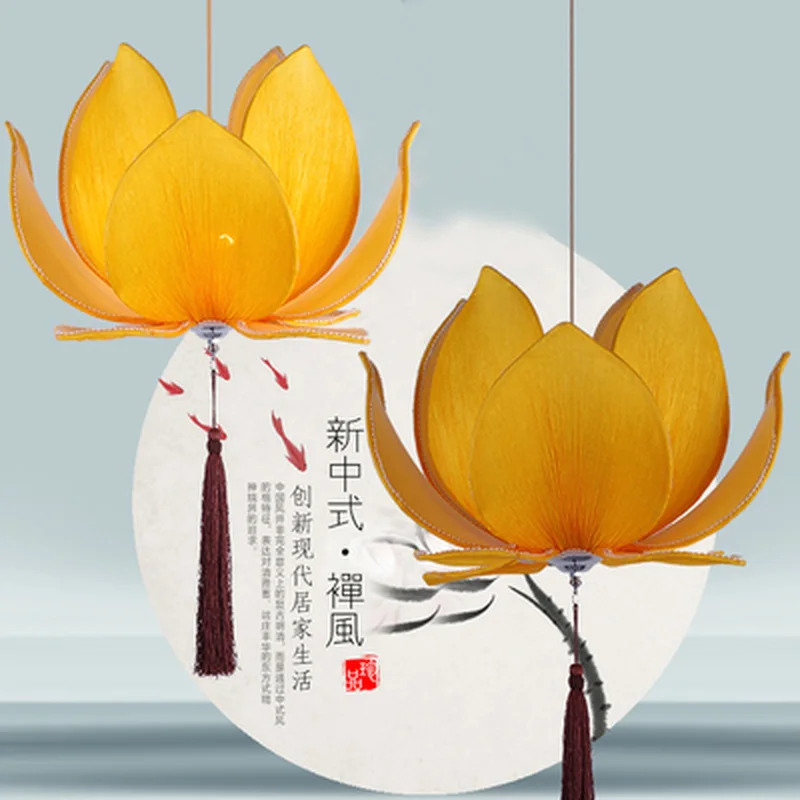 Новый китайский ткань лотоса светодиодные подвесные светильники лампы