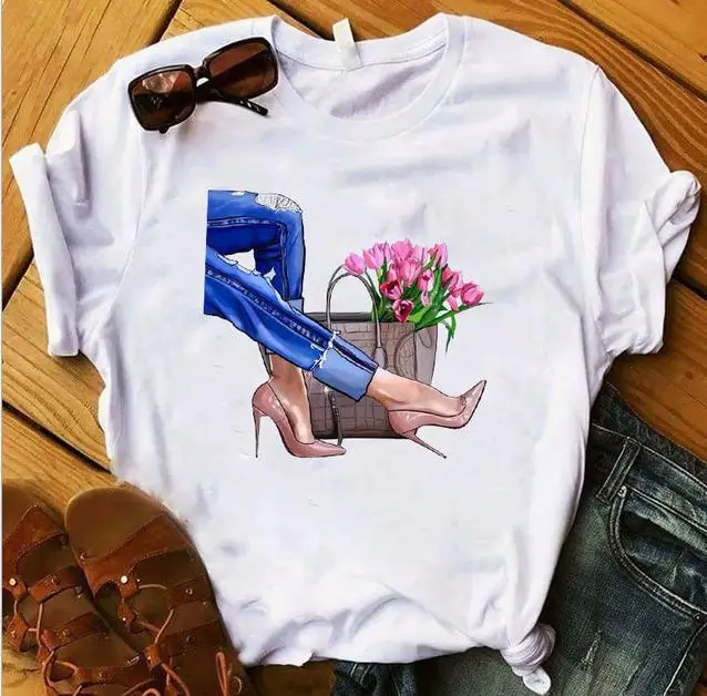 Модная футболка с принтом женская Готическая корейская ткань | Женская одежда