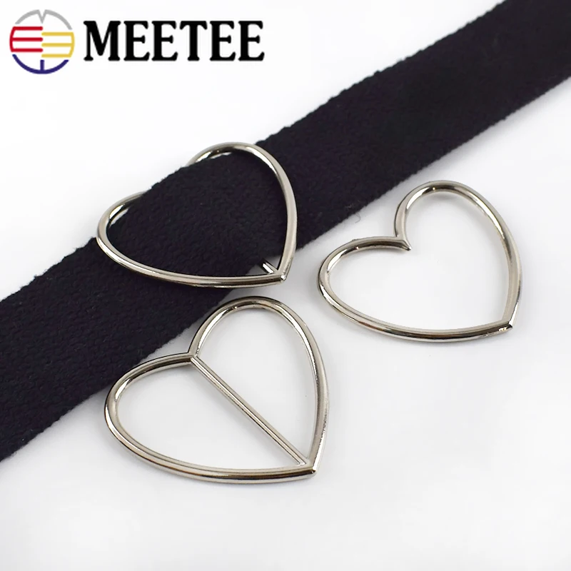 

20pcs Meetee 17/37/39mm Metal Alloy Heart Ring Buckles Tri-Glide Adjusting Belt buckle DIY Handmade Garment Trousers Accessories