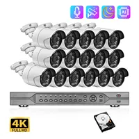 Gadinan 4K Ultra HD 8MP 16CH CCTV Security Cameras System Color Night Vision Outdoor H.265 AI Motion Detection Surveillance Kit