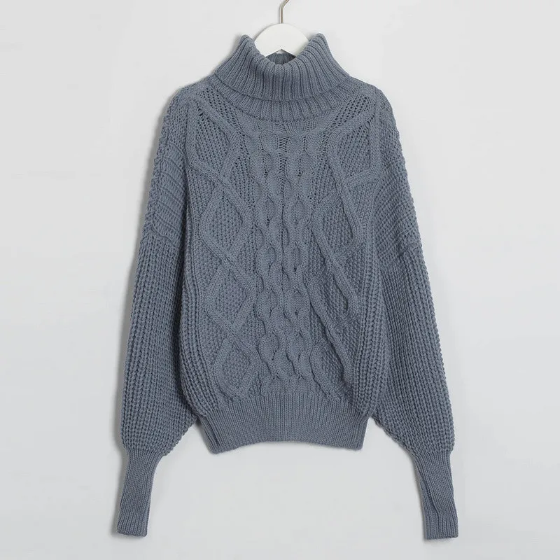 Вязаный женский свитер Yanueun с высоким воротником пуловер ярких цветов базовый