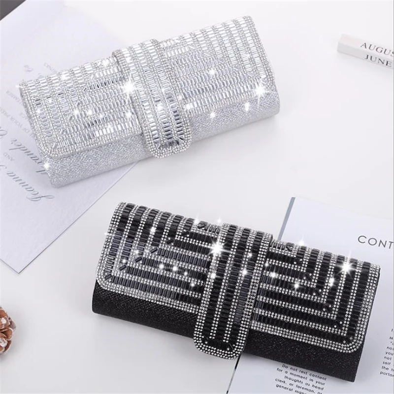 

Dinner Bag Clutch Wallet Purses Bright Diamonds Thick Chains Shoulder Bags For Women Sac De Luxe Femme Bolsos Para Mujer Torebka