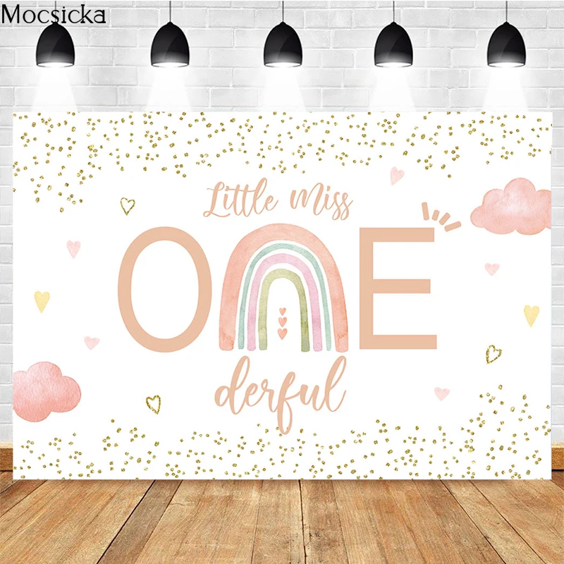 

Mocsicka 1st Birthday Photography Background Rainbow Clouds Decoration Props Children Birthday Party Photo Backdrop Banner