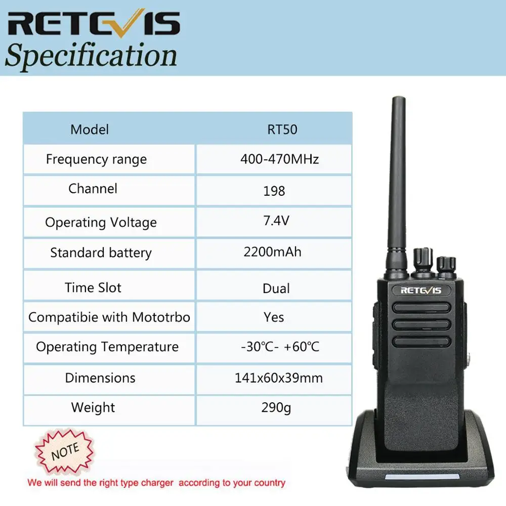 Высокомощная цифровая рация DMR IP67 водонепроницаемая Retevis RT50 дисплей UHF VOX