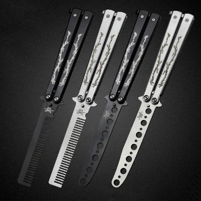 Тренировочный складной нож Balisong из нержавеющей стали с титановым покрытием и