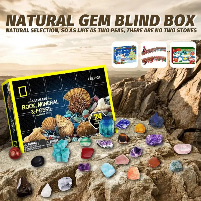 

2022 New Year Merry Christmas Ornament Natural Gem Blind Box Squeeze Toys Gift Box Advent Train Xmas Advent Calendars Xmas Decor