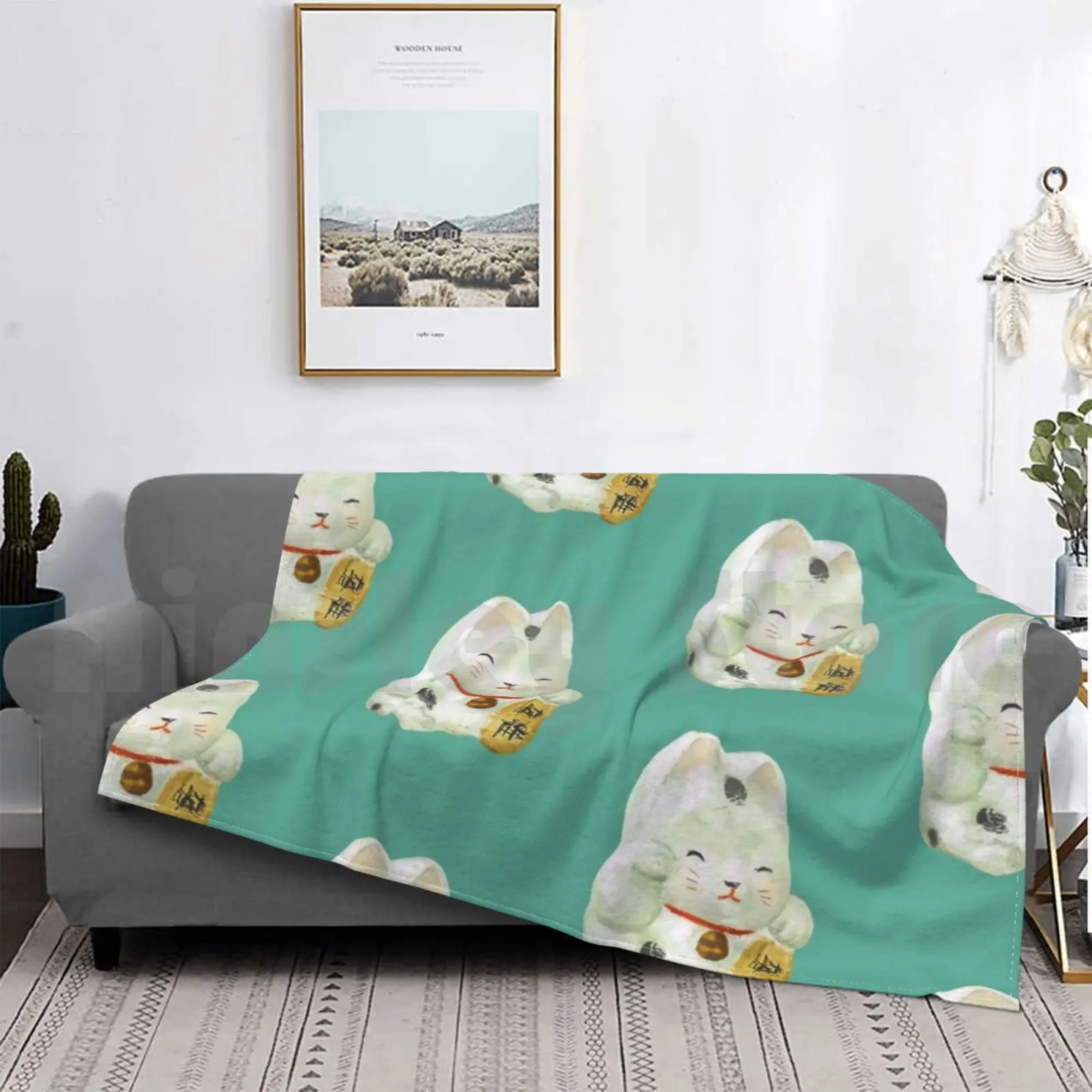 

Maneki Neko , Lucky Charm Cat Japanese Asian Blanket Fashion Custom Maneki Neko Neko Cat Cute Kitty Japanese