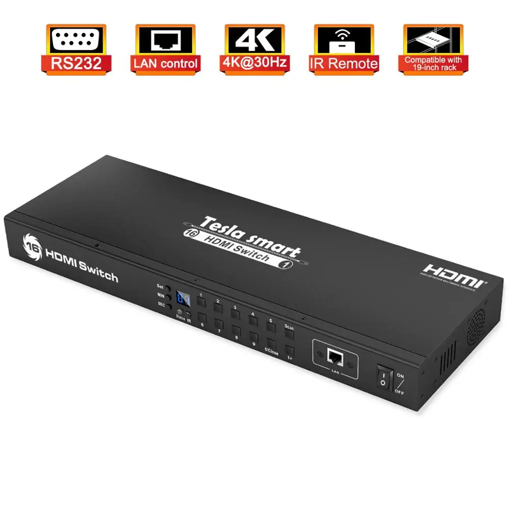 Tesla smart HDMI переключатель Switch стоечный видео Аудио 16 порт Коммутатор input 1 output