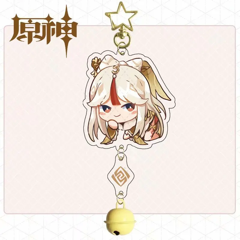 

Genshin Impact Keychain Man Game Acrylic Bells Key Chain Women Key Holder Couples Keyring Cartoon Key Ring Pendant
