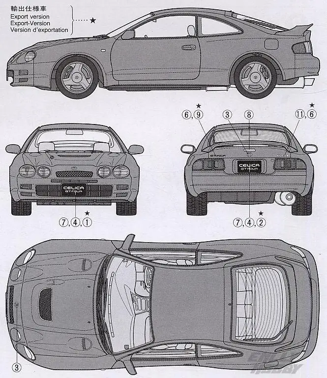 

Tamiya 24133 1/24 Scale Toyota Celica GT-Four T200 ST205 Super Sport Car Display Toy Plastic Assembly Building Model Kit