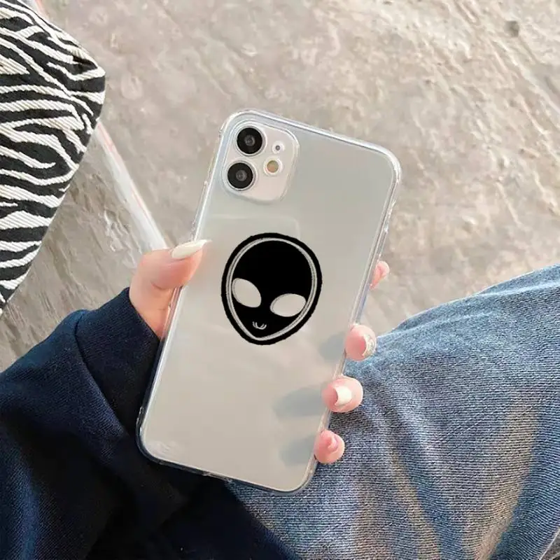 

black Alien Avatar ET Simplicity art Phone Case Transparent Clear for iPhone 11 12 mini pro XS MAX 7 8 6 6S Plus X 5S SE 2020 XR