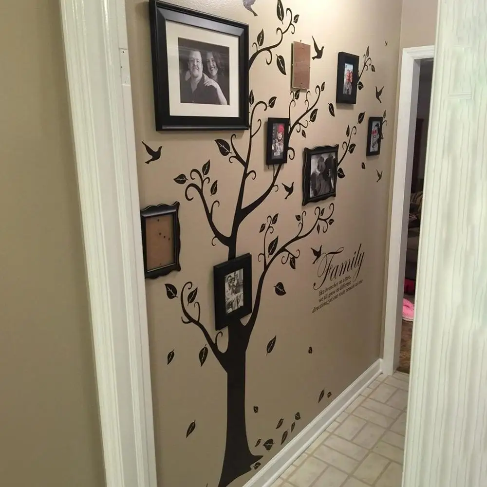 

Houshold Tree Design Wall Black Art Photo Frame Memory Decor Decal Room Tree Wall Tree Sitting Family Wall Stickers D9T8