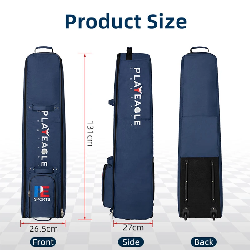 PLAYEAGLE Golf Travel Bag With Wheels Large Capacity Golf Club Bags Foldable Lightweight Nylon Golf Avitation Bag with Shoes Bag