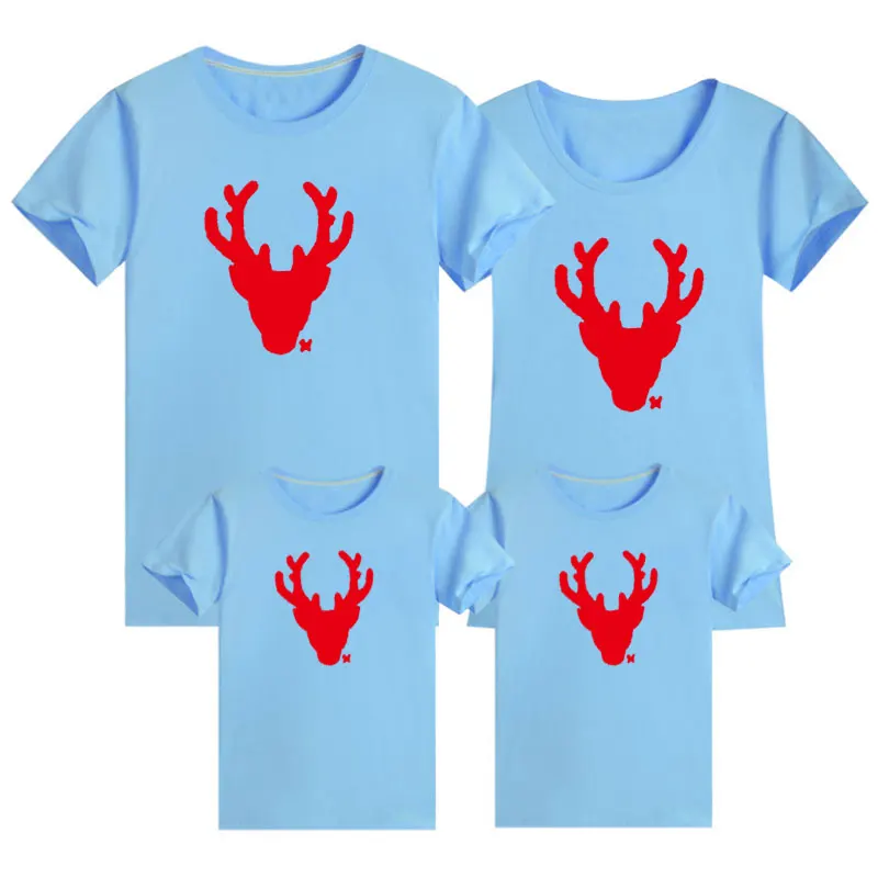 Рождественская семейная одежда футболка с рождественским мультяшным оленем для
