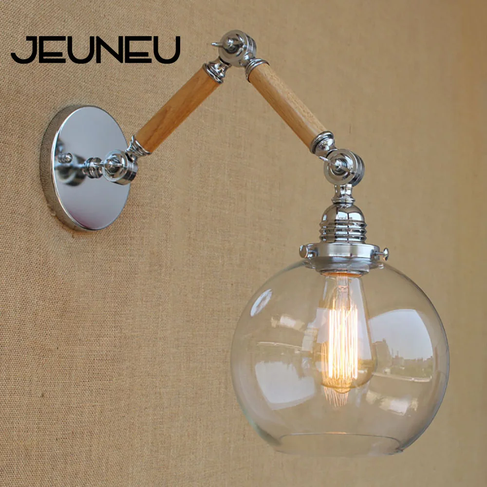 Скандинавская винтажная настенная лампа с регулируемой поворотной кронштейном