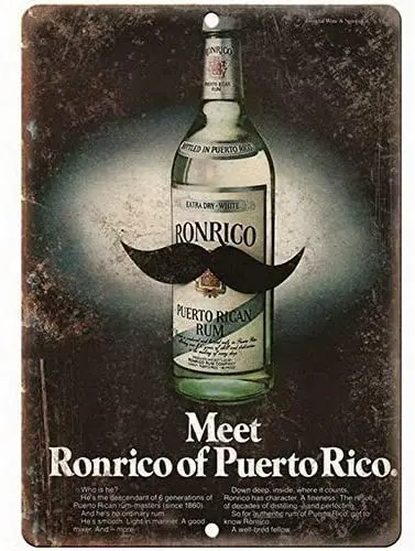 Anbiz Ronrico Puerto Rican Rum Liquor Spirits Poster Funny Art Decor Vintage Aluminum Retro Metal Tin Sign Painting Signs