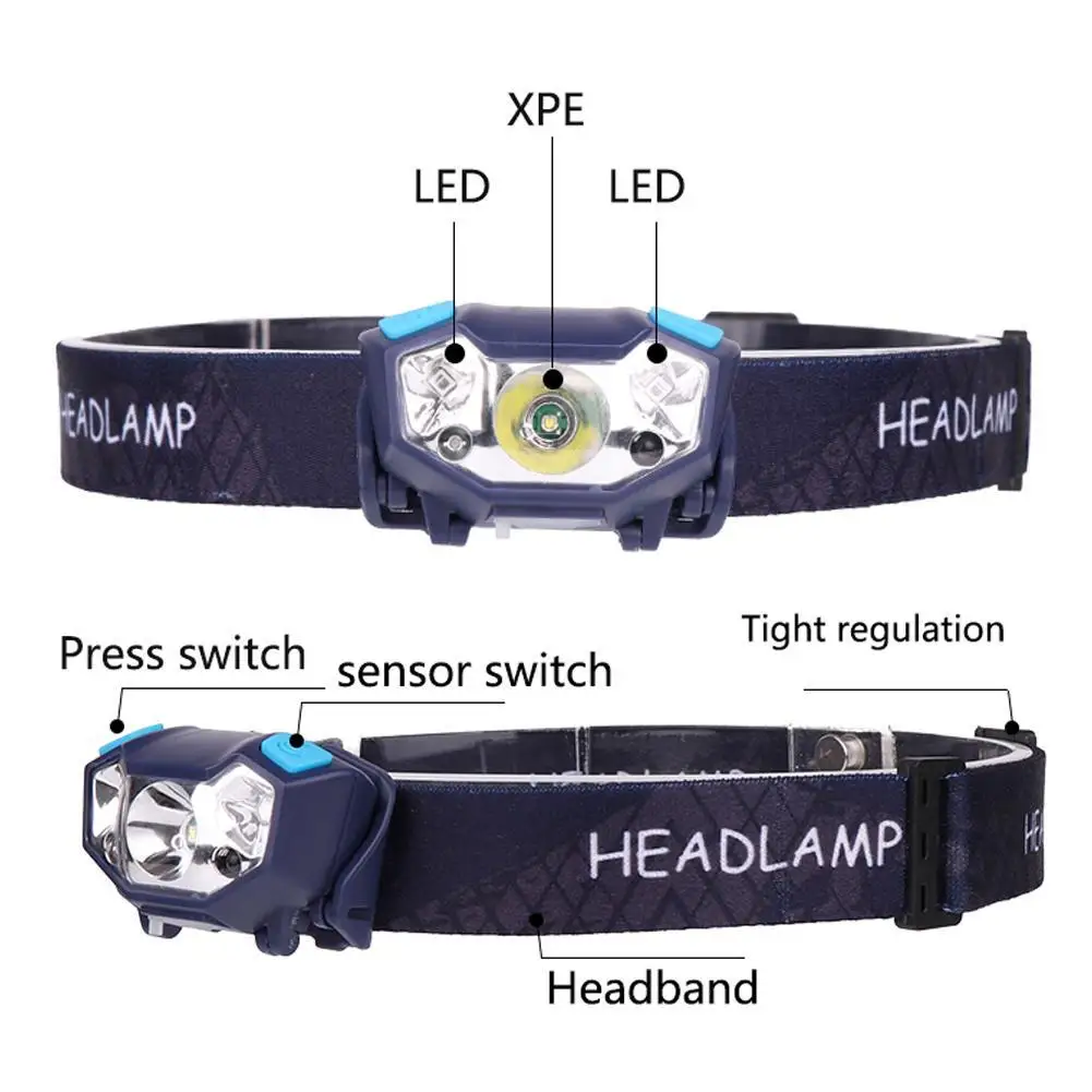 

USB Sensor Head Light Torch Camping Headlamp Headlight Lamp Rechargeable 5 Modes Headlamp LED Headlight
