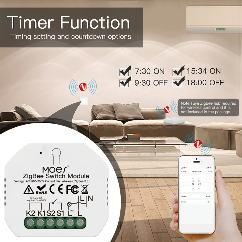 

ZigBee DiY WiFi Smart Light Switch Relay Module Smart Home Smart Life/Tuya APP Remote Control Work With Alexa Google Home