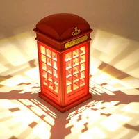 retro phone booth led touch sunset adjustment brightness night light bedroom bedside table lamp energy saving rechargeable