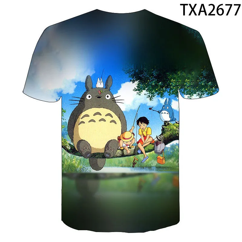 

Футболка Летняя хлопковая для мальчиков и девочек, повседневная крутая уличная одежда Тоторо с 3D принтом и короткими рукавами для мужчин и ...
