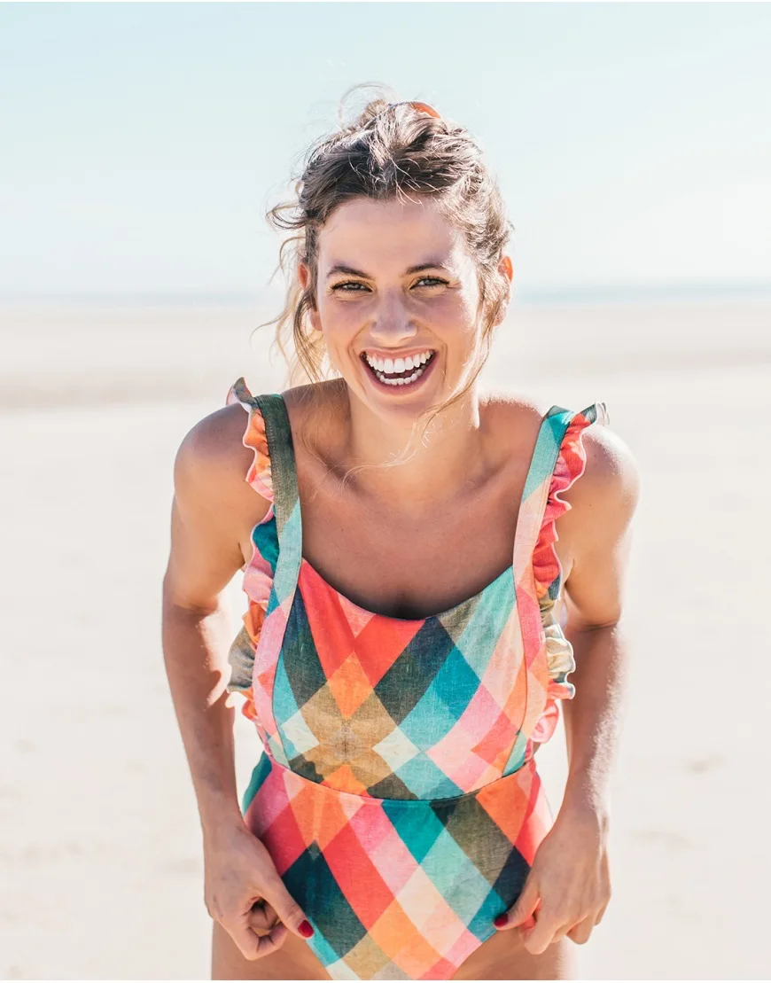 

2020 sexy bikini print striped one piece bikini