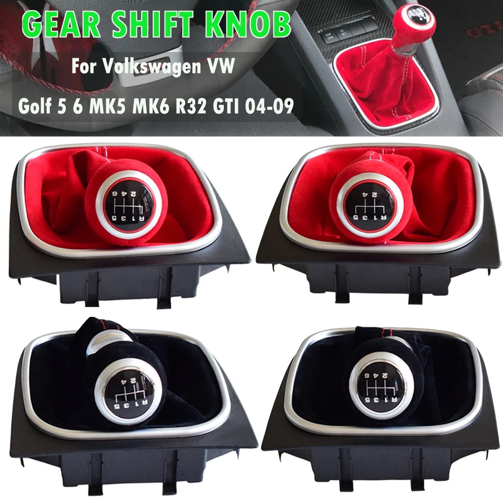 

For Volkswagen VW Golf 5 6 MK5 MK6 R32 GTI 5 6 Speed Shifter Car Leather Boot Gear Shift Knob Head Lever Cover Accessories