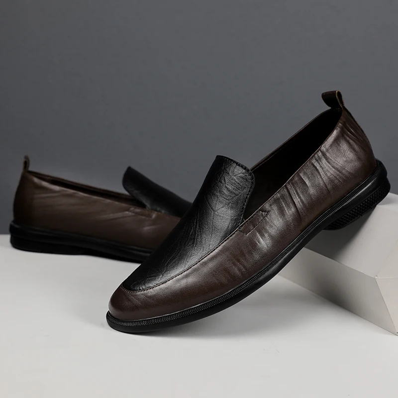 Мужские модельные туфли из натуральной кожи формальные мужские на плоской