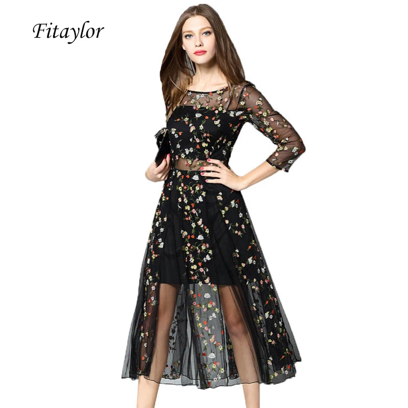 Женское кружевное платье ftaylor винтажное облегающее черного цвета с высокой