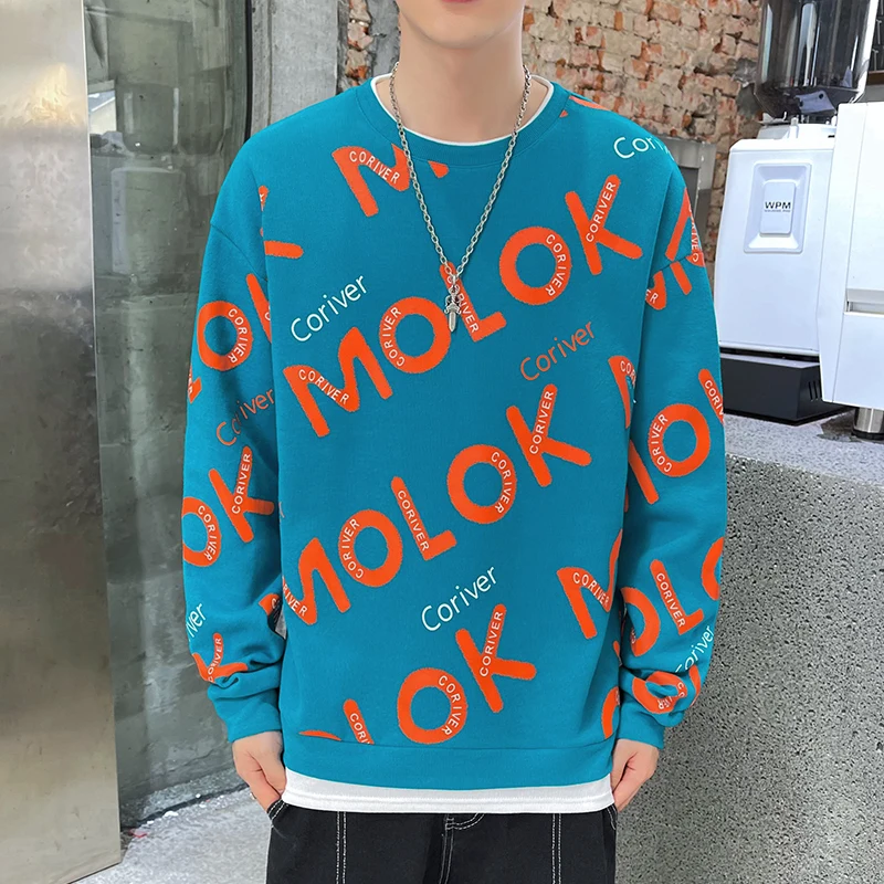 

TFETTERS Plus Size Sweatshirts Men 2021 Autumn Long Sleeve Fashion Trend Letter Printing Sweatshirt Casual O-Neck Pullover Top