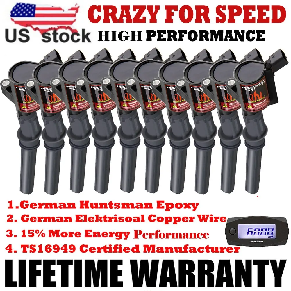 

10 упаковок, высокопроизводительная Катушка зажигания для FORD F150 DG508 4.6L 5.4L 6.8L V8 V10