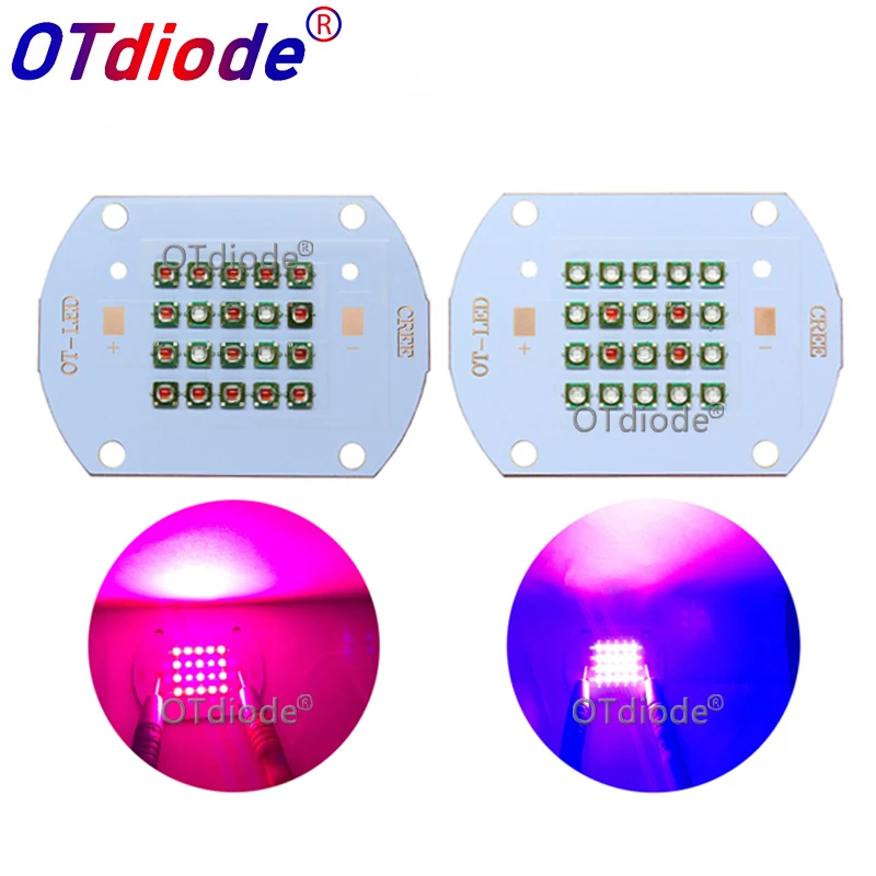 Customized 50W 60W Cree XP E Plant Grow Multi Chip LED Lamp Light XPE 620NM+ Royal Blue 450NM Diode Mixed On Copper PCB|Подвесные