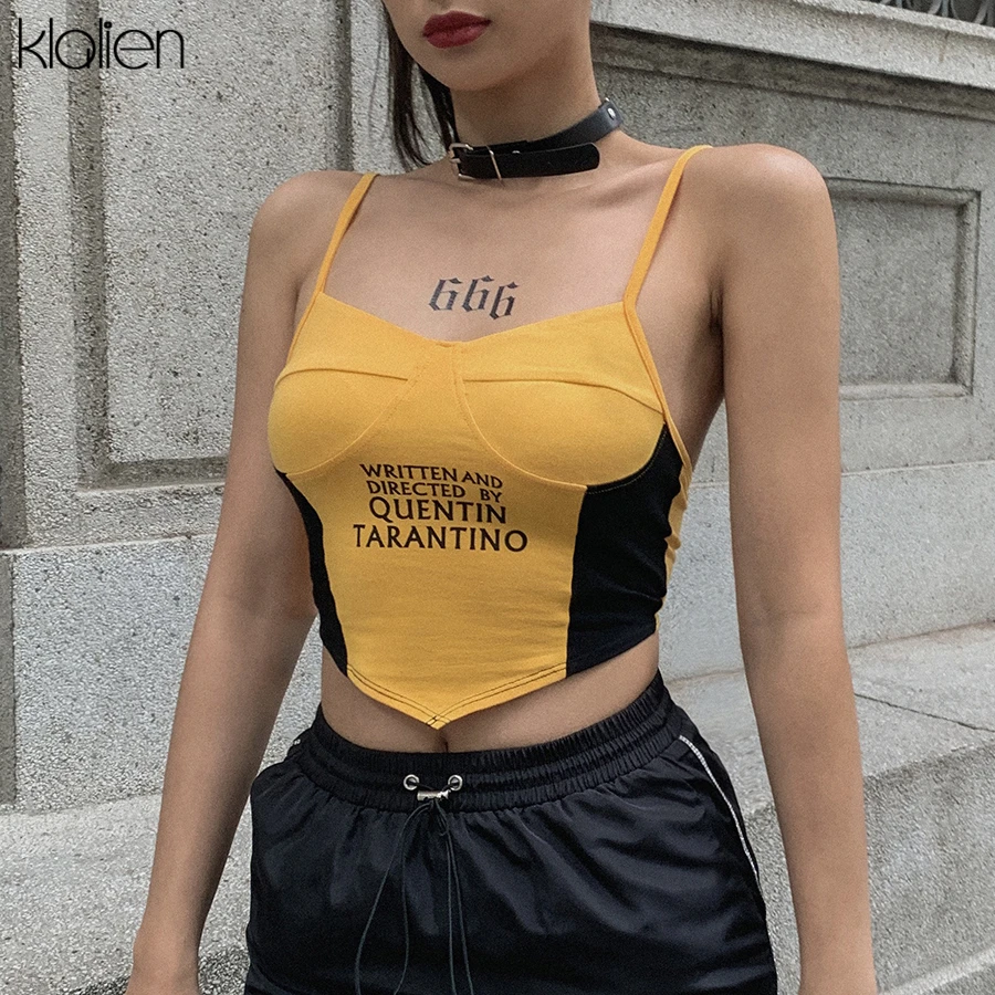 Женская майка с принтом kalien летний сексуальный укороченный топ черного и желтого