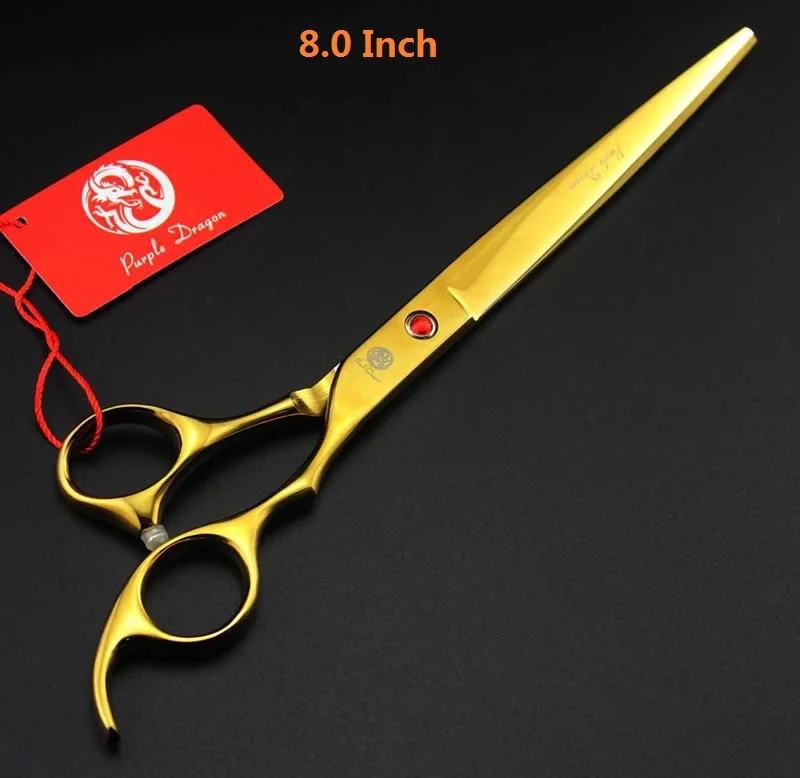 8," ножницы для ухода за домашними животными для собак JP440C фиолетовый Драган профессиональные ножницы для стрижки 7,5" филировочные ножницы изогнутый клипер LZS0418 - Цвет: Golden Cutting