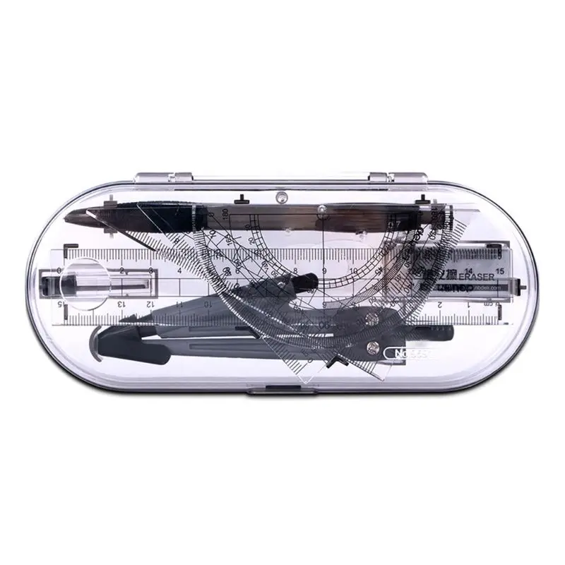 8pcs/set Portable Precision Geometry Protractor Drawing Compass Ruler Pencil Essentials Math Study Tool Kit #917 | Канцтовары для