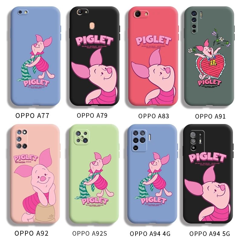 

For OPPO A77 A79 A83 A91 A92 A92S A94 4G A94 5G Case with Cartoon pig pattern Back Cover silica gel casing