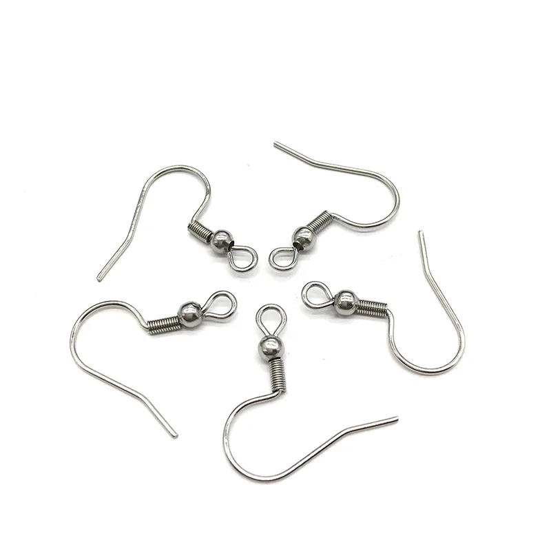 500PCS Wholesale Stainless Steel Earring Hook with Metal Small Ball Spring Hooks Classic Accessories for Jewelry Making DIY Safe