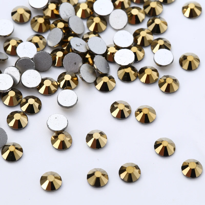 Золотой Гематит 3D дизайн ногтей без горячей фиксации прозрачные стразы для