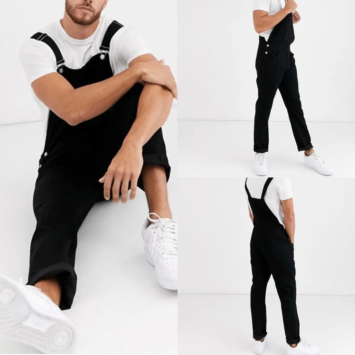 

Men s overalls 2021 speed sell fashionable man harness denim trousers torn jeans trousers