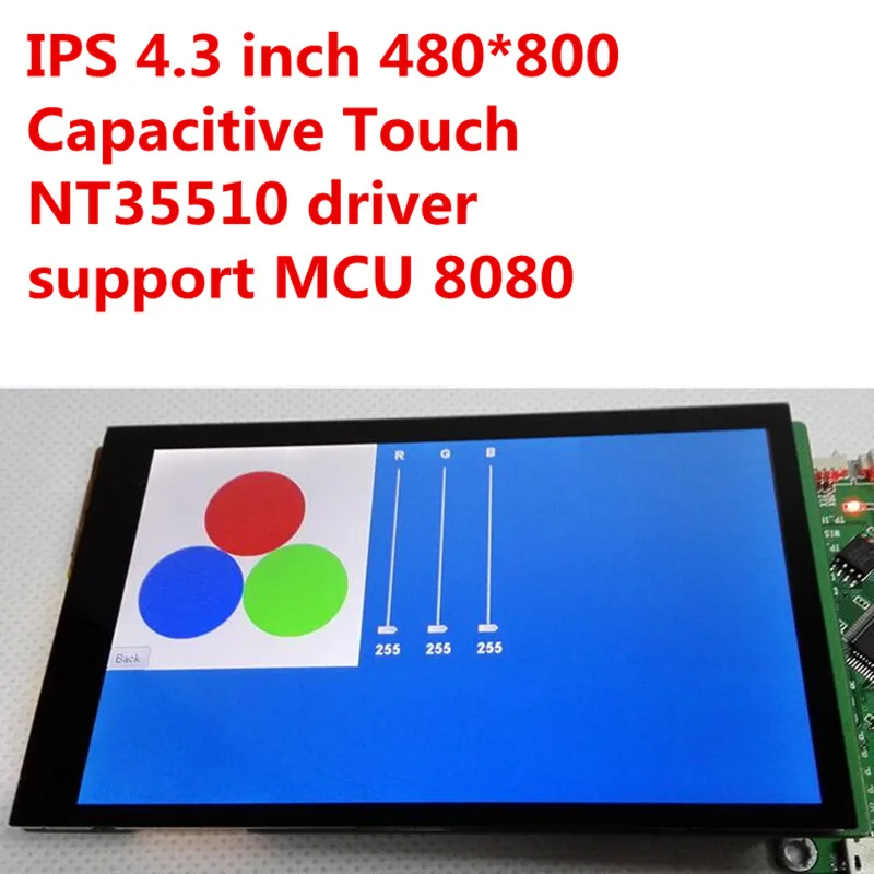Емкостный 4,3 дюймовый модуль ips экран TFT lcd емкостная сенсорная панель дисплей 480x800 разрешение NT35510 контроллер MCU 8080