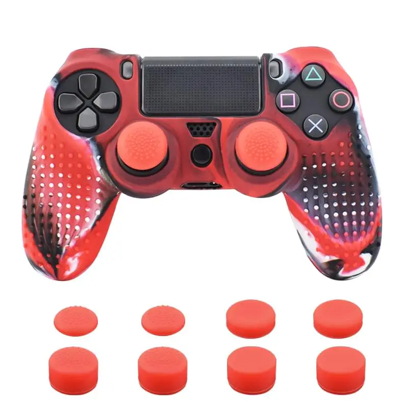 guise red 11 в 1 Шипованный Противоскользящий силиконовый чехол для PS4 контроллера sony playstation Dualshock 4 Slim Pro& Stick Grip - Цвет: guise red